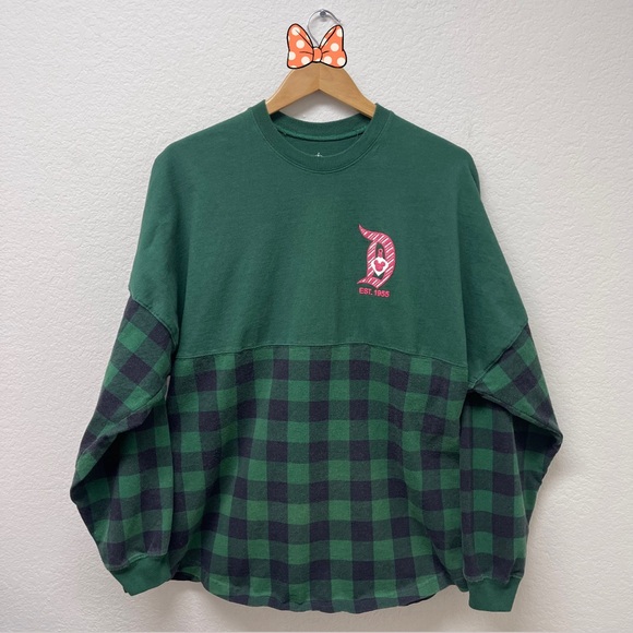 DISNEYLAND PARKS Dark Green Candy Cane Plaid Holiday  Christmas Spirit Jersey!❄️ - Picture 2 of 8